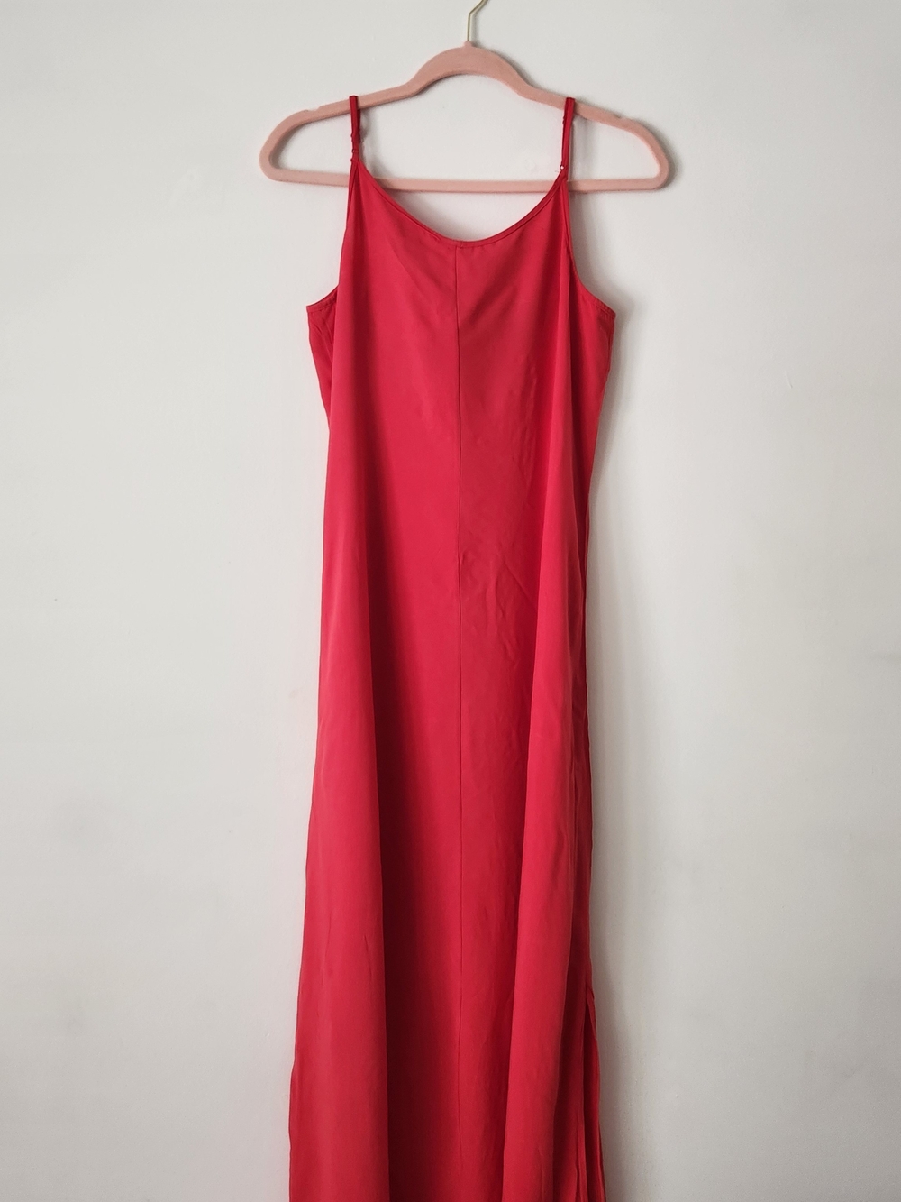 Red Slip Maxi Dress - Classic Spaghetti Strap